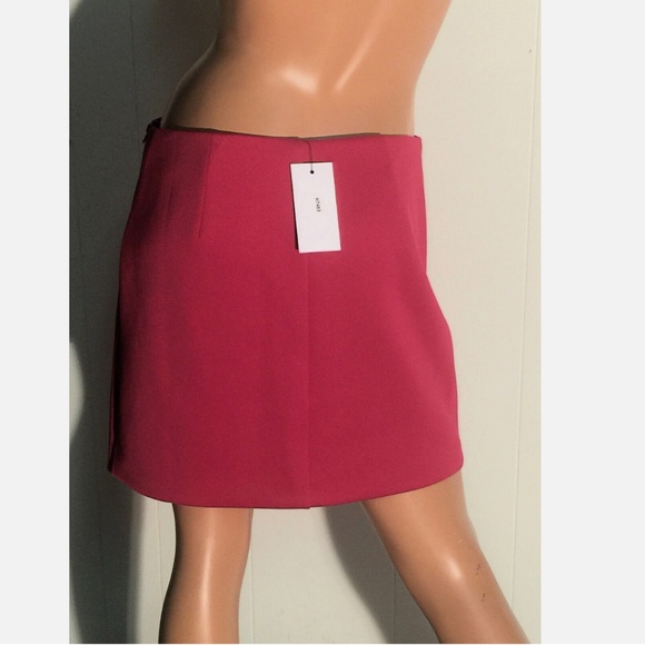 NWT~WELLS GRACE Fuchsia Pink Asymmetrical Zipper Short Modern Mini Skirt~M - Picture 5 of 9